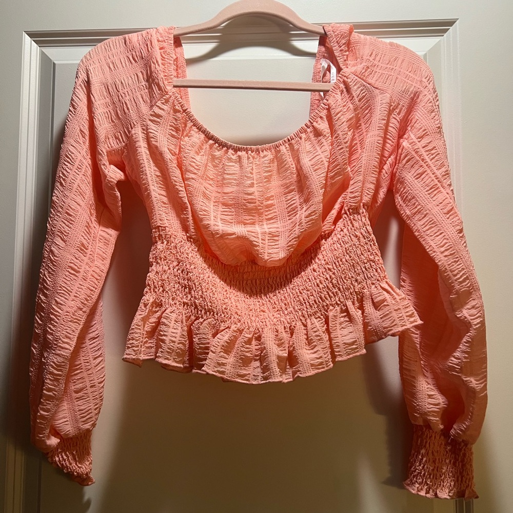 Guess Coral Smocked Blouse